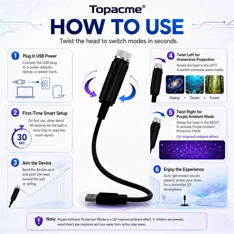 Topacme®-Night Light Projector