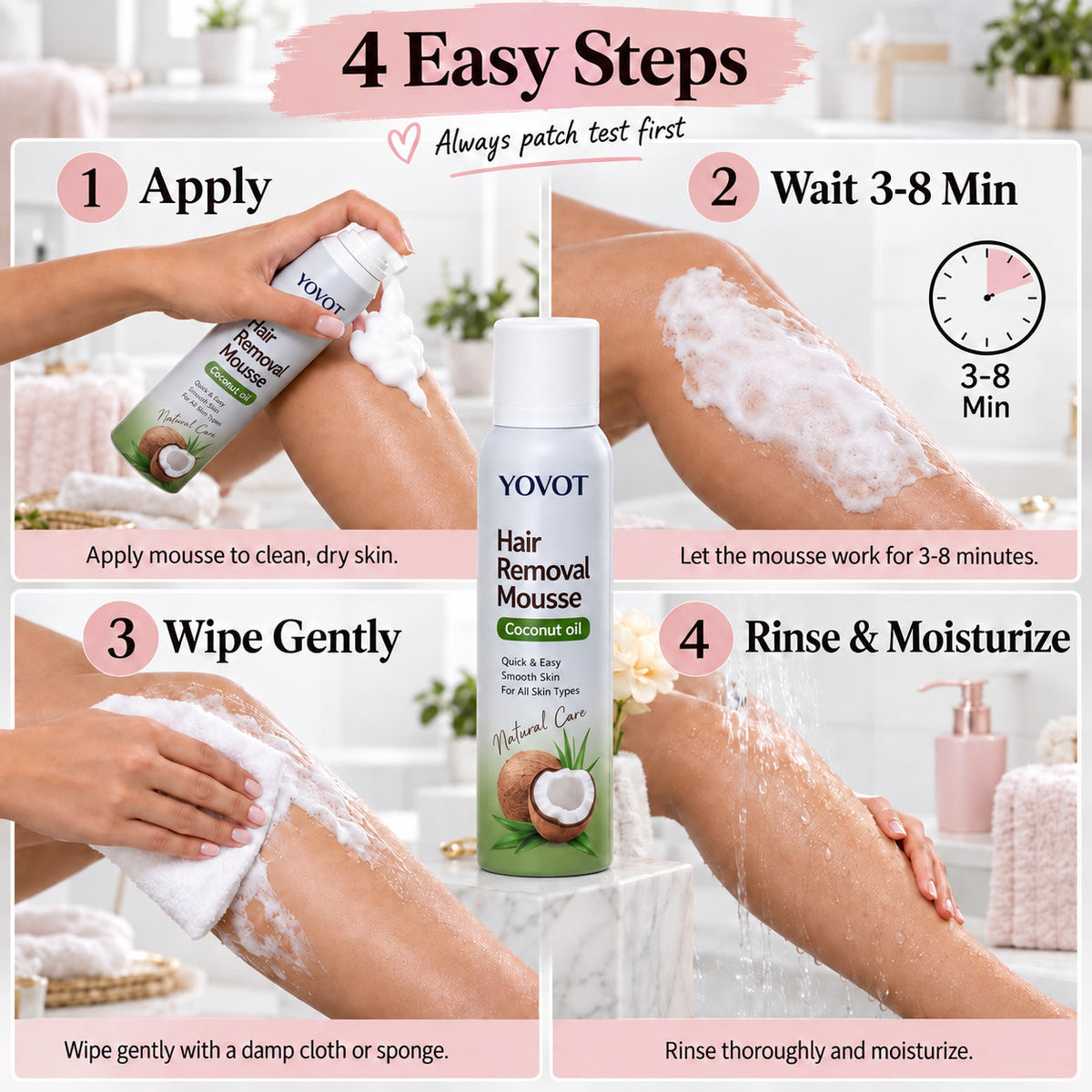 Yovot® Hair Removal Mousse – Full-Body Coconut Oil Foam for Smooth Skin